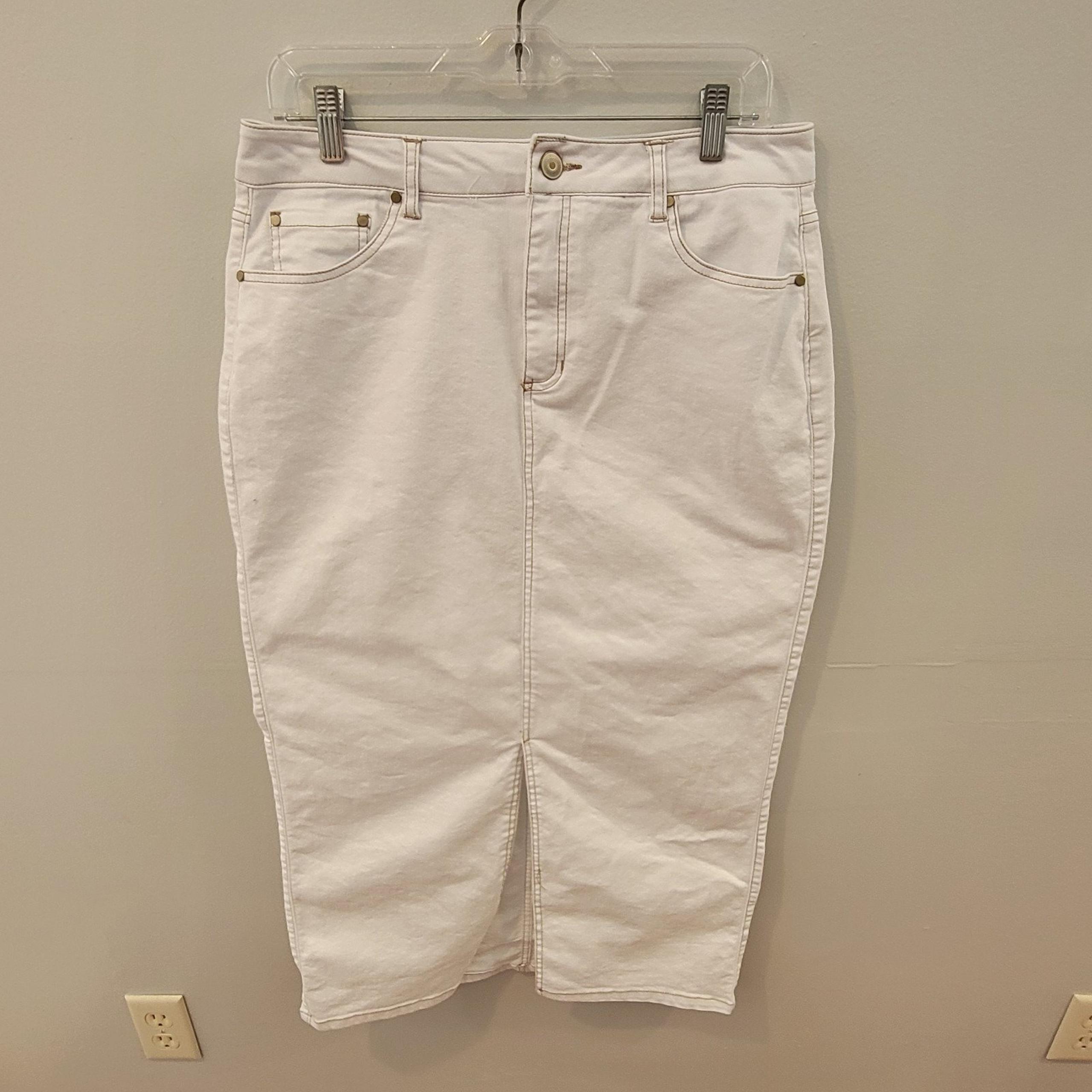 Rachel Zoe White Stretch Denim Maxi Slit Skirt Womens Size 10 Western Boho