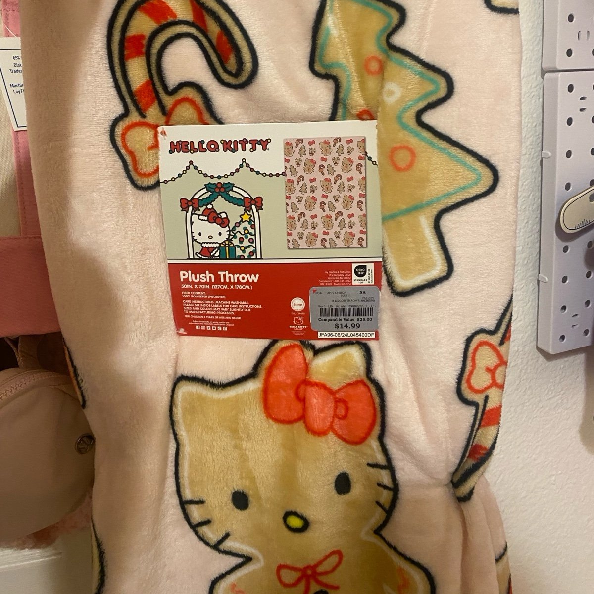 Hello Kitty Pink Gingerbread Cookie Christmas Blanket