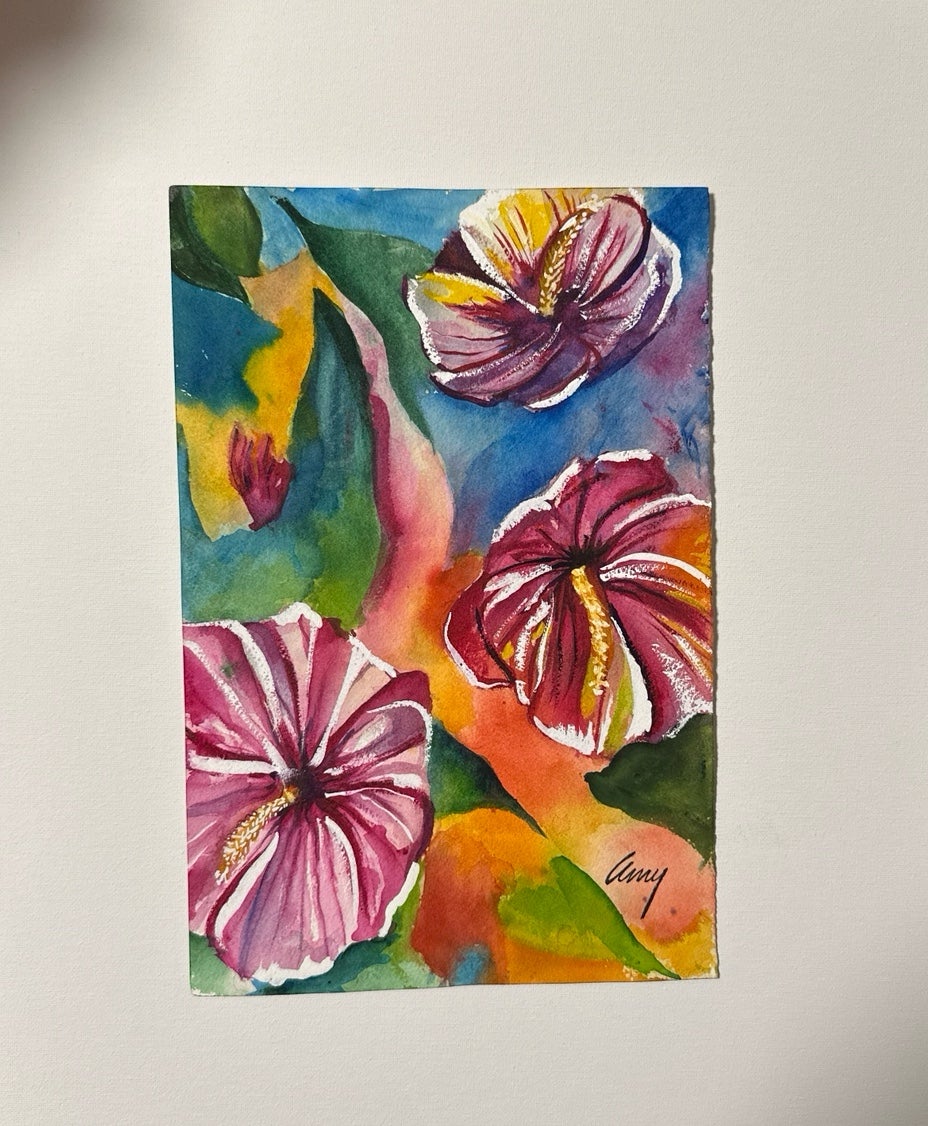 Original hisbiscus watercolor Painting