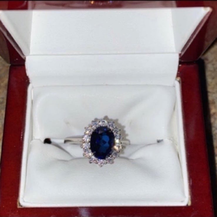 Blue Sapphire Gemstone Crystal 925 Sterling Silver Ring