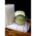 Vintage MCM White And Sage Onyx Sphere Bookends Alabaster Natural Stone Decor