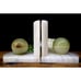 Vintage MCM White And Sage Onyx Sphere Bookends Alabaster Natural Stone Decor