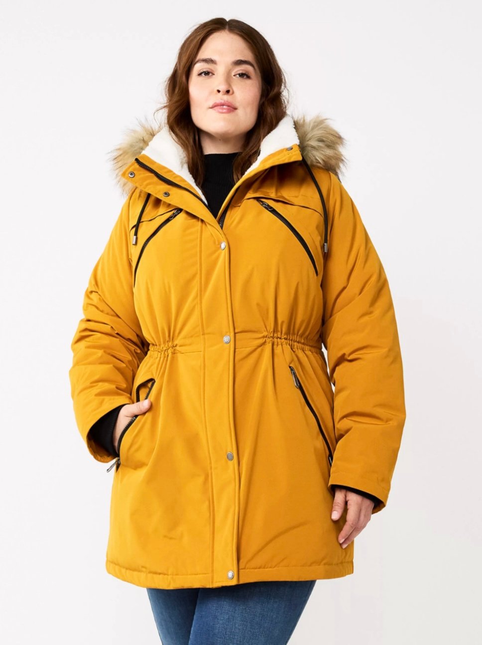 Plus Size Nine West Sherpa-Lined Parka Coat