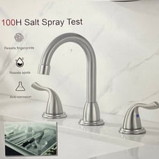NIB RKF Bathroom Faucet for Sink 3 Hole Brushed Nickel 8 inch with Drain
