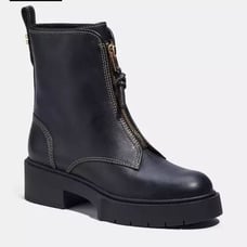 NEW Coach Liza Zip-Front Leather Lug Sole Boots size 9.5
