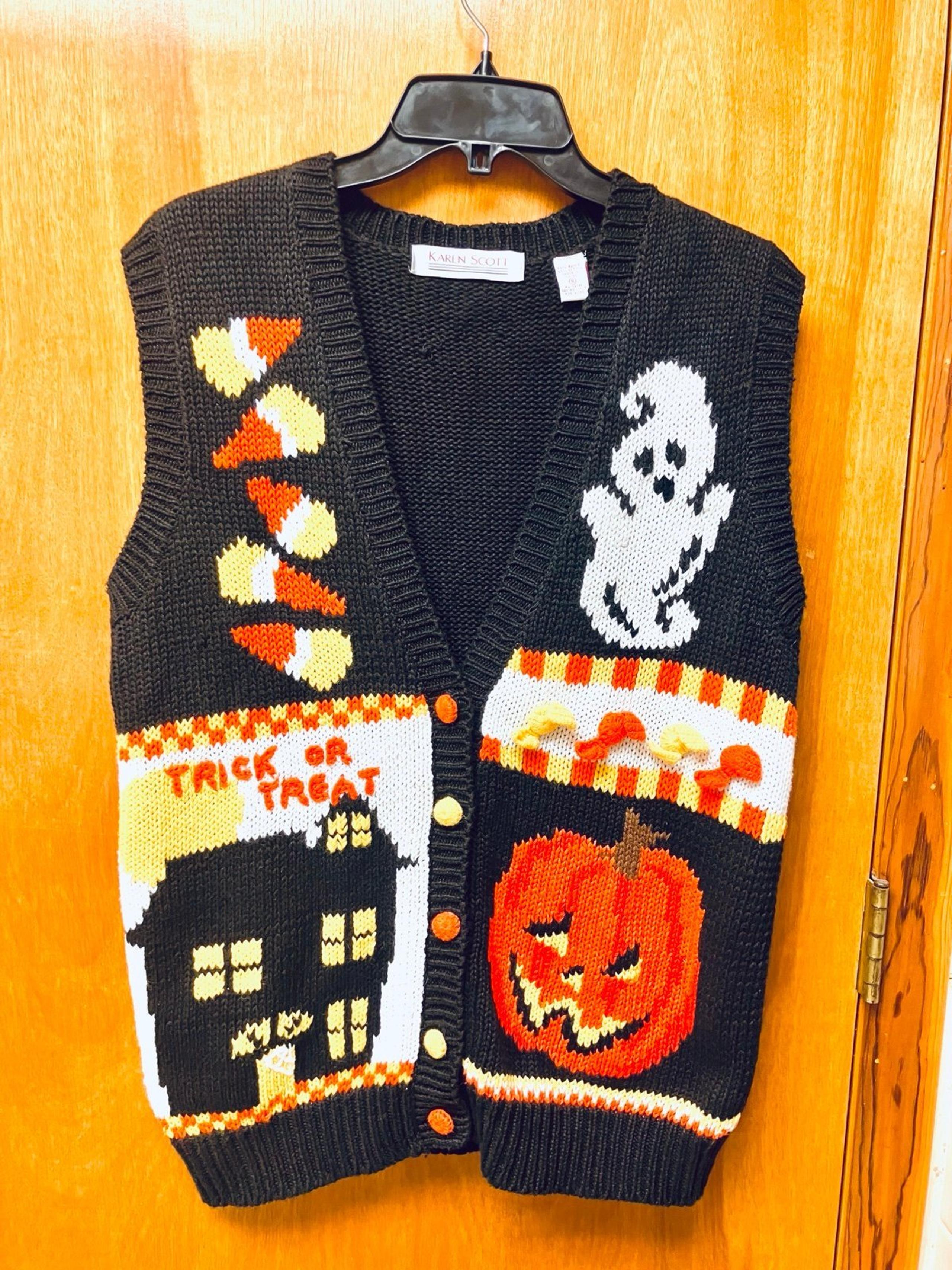 Karen Scott Women’s S Knit Halloween Sweater Vest Buttons Vintage