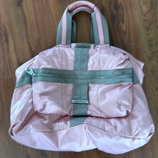 Juicy couture large tote bag weekend bag overnight bag pink peach gray