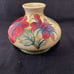 VTG William Moorcraft England yellow vase with hibiscus flowers Beautiful, heav