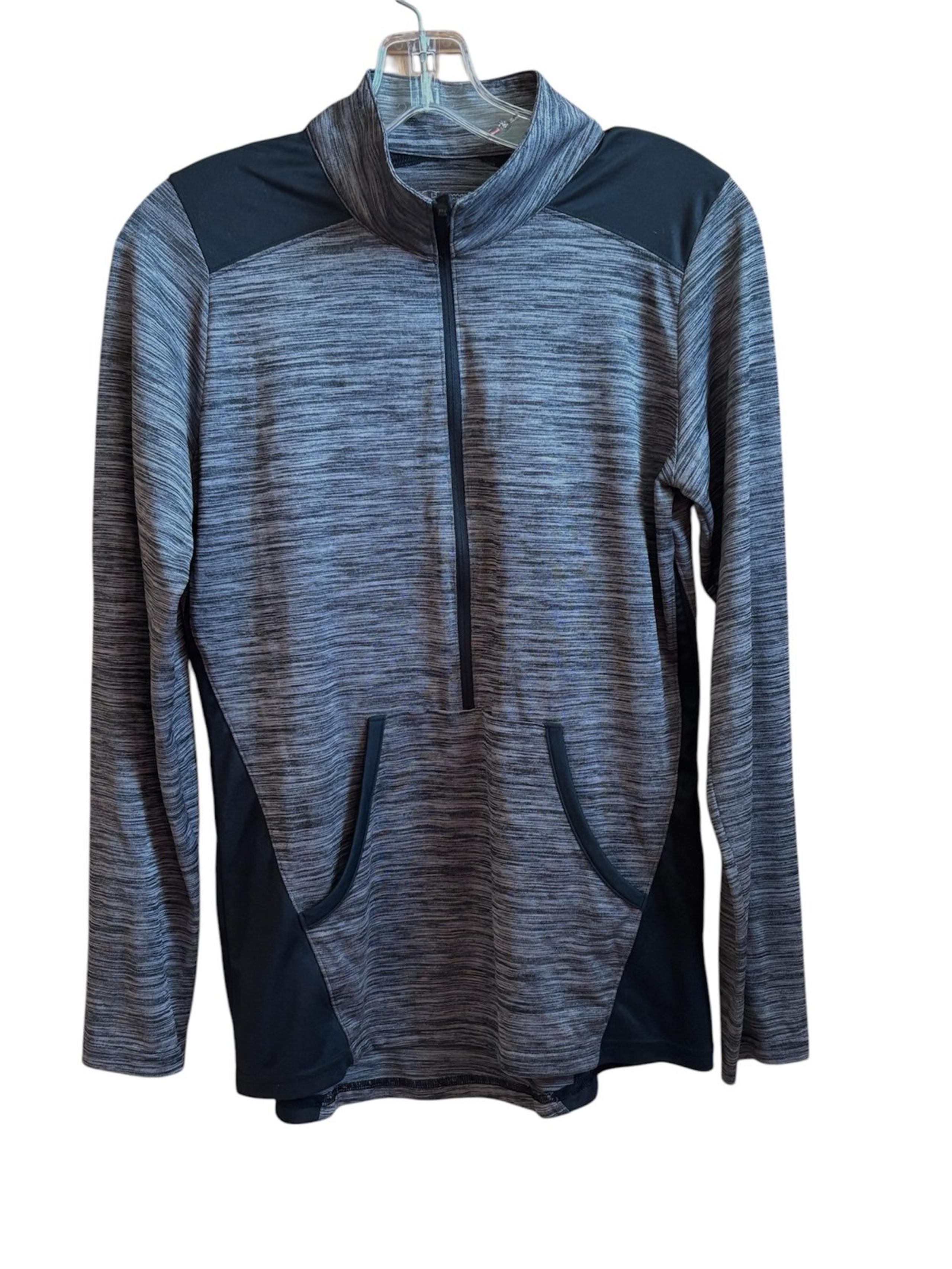 Champion gray and black women’s quarter zip-up sweatshirt, size M
