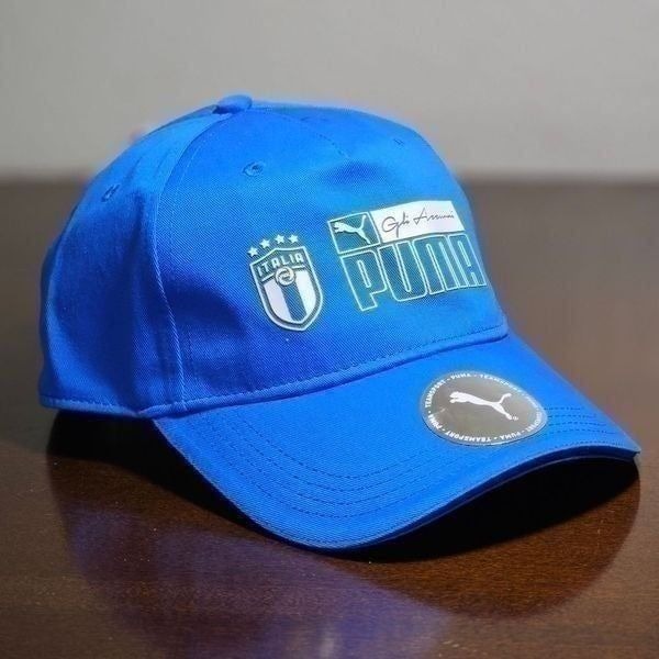 Puma Italia National Soccer Team Dad Hat Cap Blue White 3D Vinyl Logo Adjustable