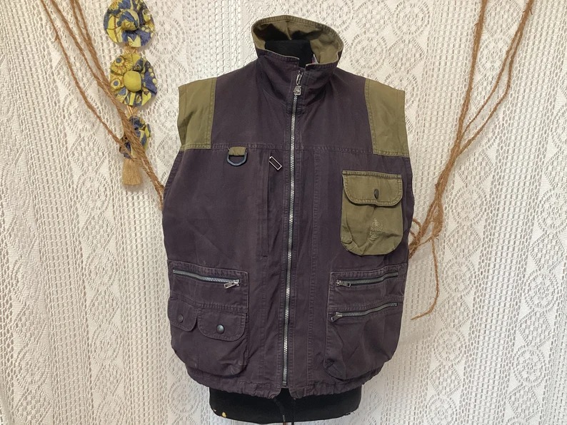 K-way Vest Jacket Vintage Size L Cargo Vest Utility Jacket Fishing Hunting