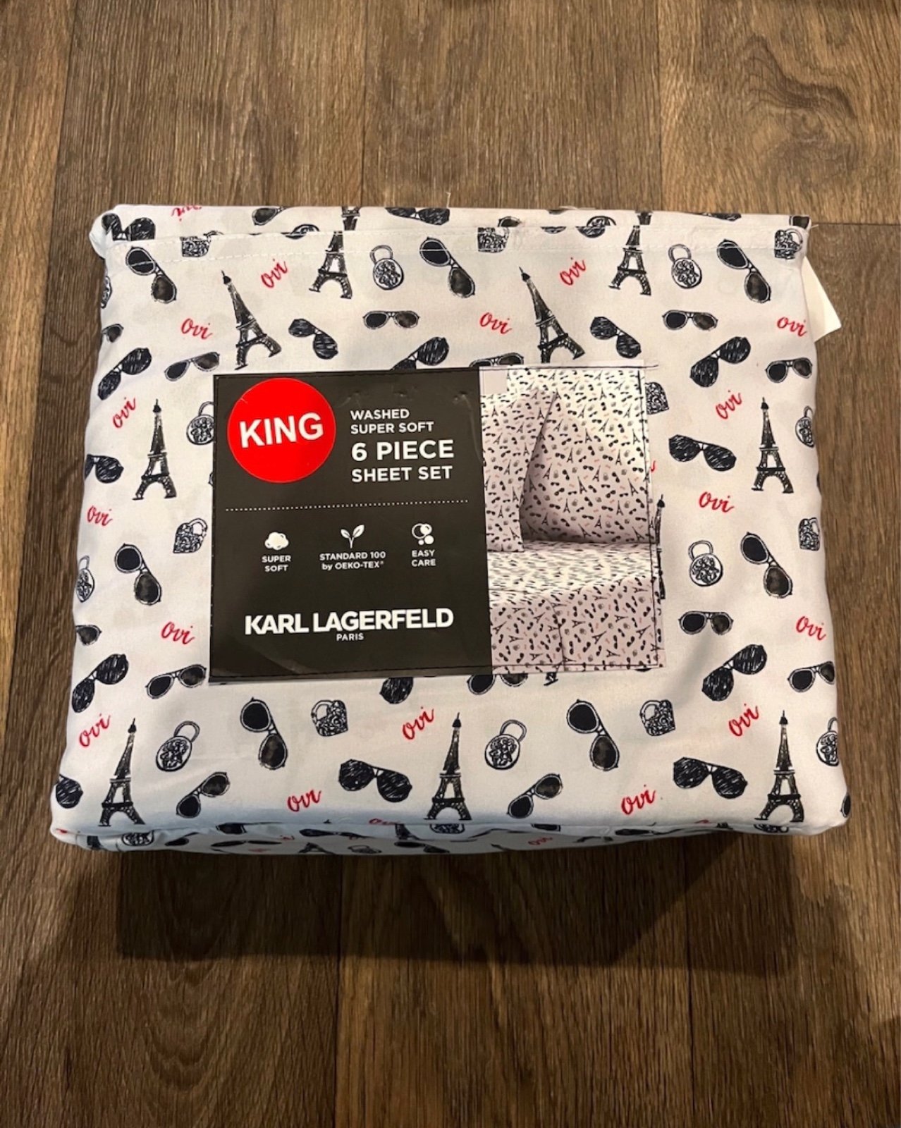 Karl Lagerfeld light gray king size bedding