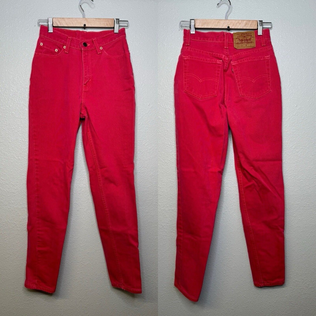 Vintage Levis 512 Jeans Size 5 Pink High Rise Tapered 17512-0878 USA 90s 25x28