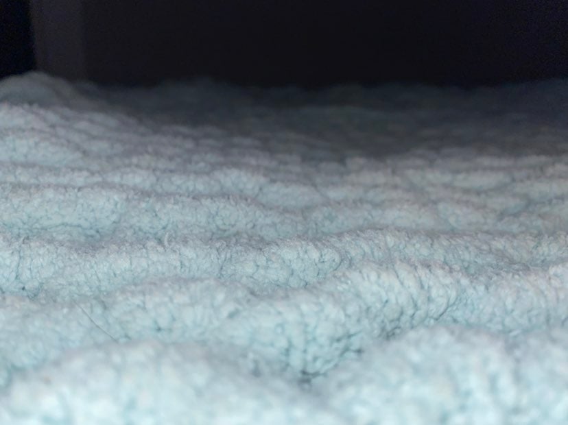 Light blue chunky knit blanket