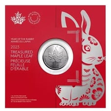 2023 5 1oz TREASURED SILVER MAPLE LEAF: YEAR OF THE RABBIT (CAN011)