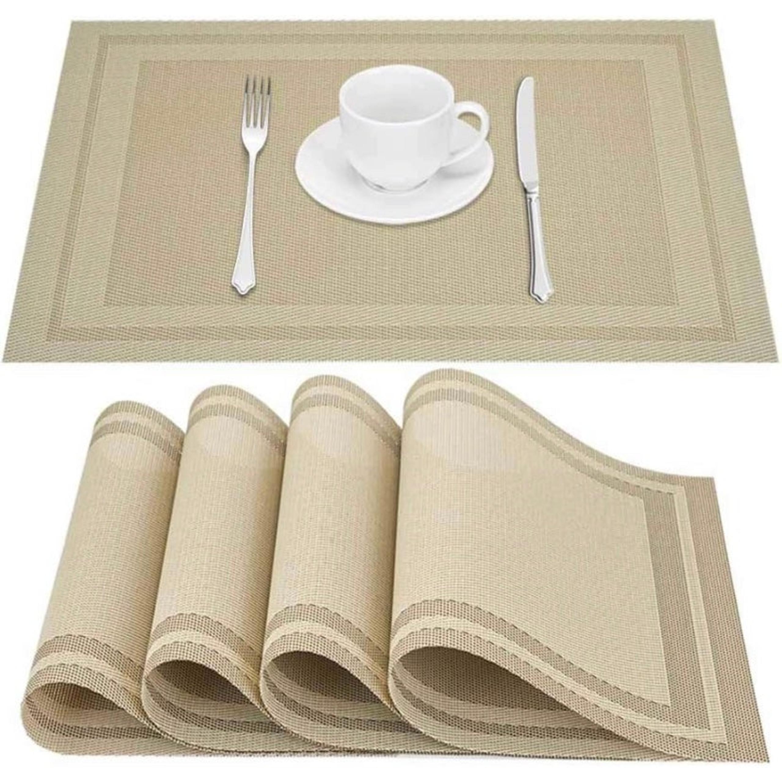 Placemats Set of 4, Heat-Resistant Woven Vinyl Placemat
