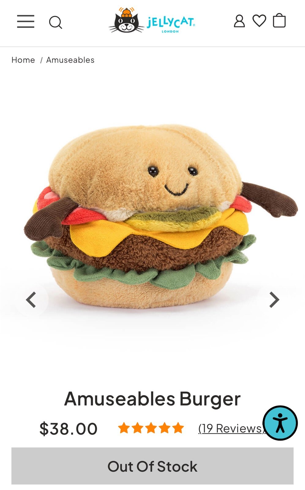 Jellycat Amuseables Burger