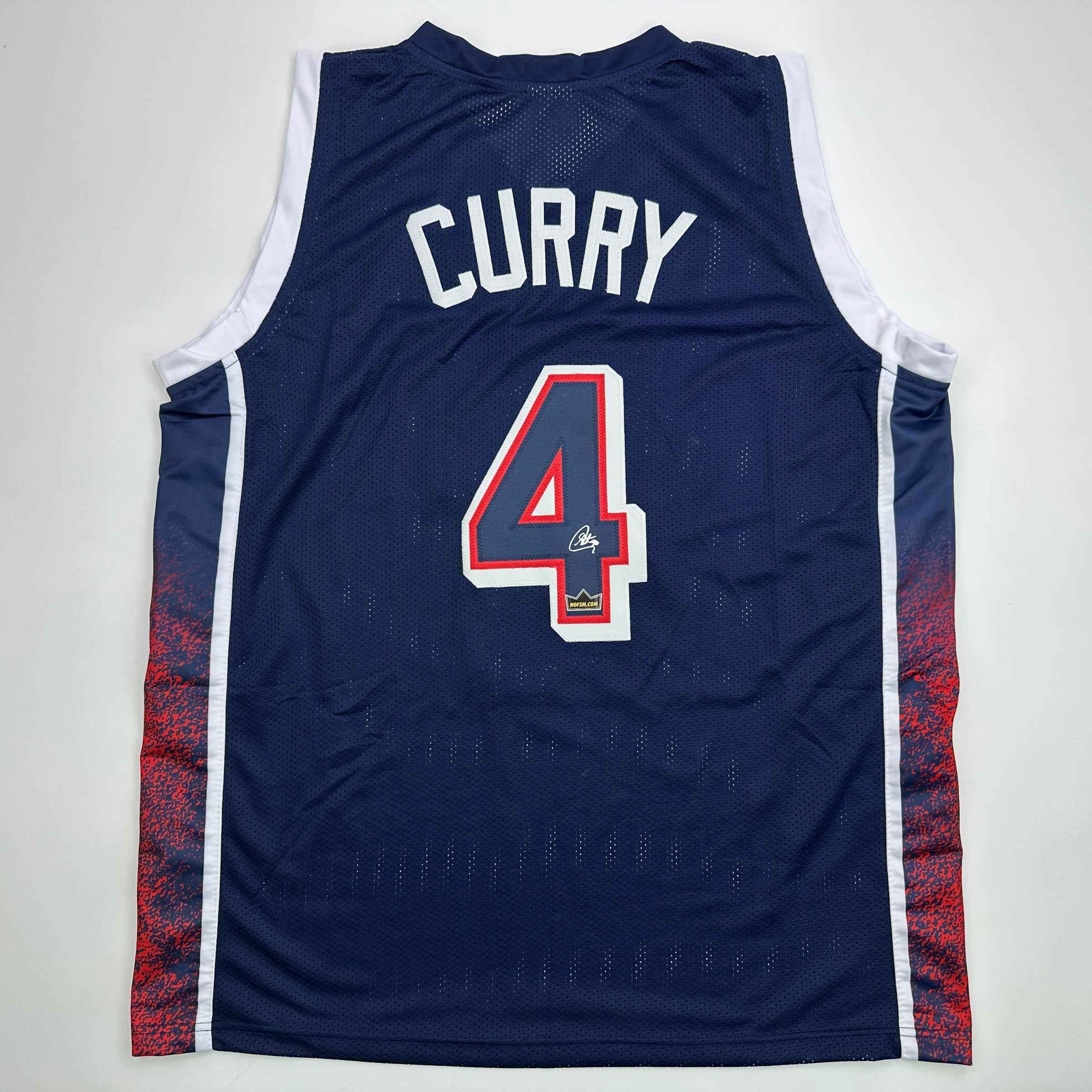 Facsimile Autographed Stephen Steph Curry 2024 United States Team USA Blue Aut