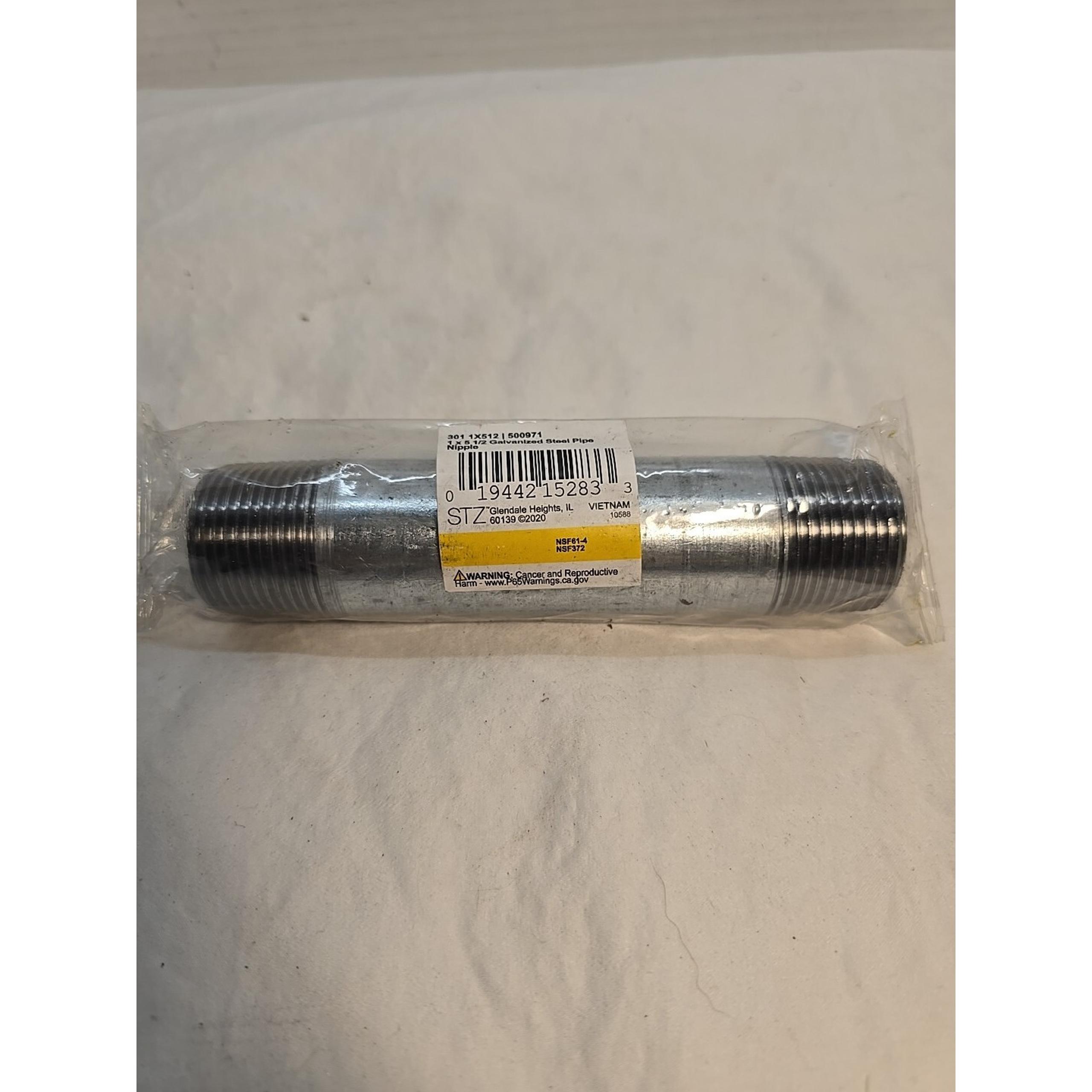 PIPE NIPPLE Galvanized 1" x 5-1/2" Long Thread Both End (TBE)