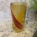 Pier 1 amber Red yellow SWIRL STUDIO ART GLASS HandBlown Drinking HIGH BALL