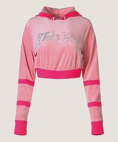 Paris Hilton Medium Hoodie Cropped Shimmer That’s Hot Pearl Blush Candy Kiss NWT