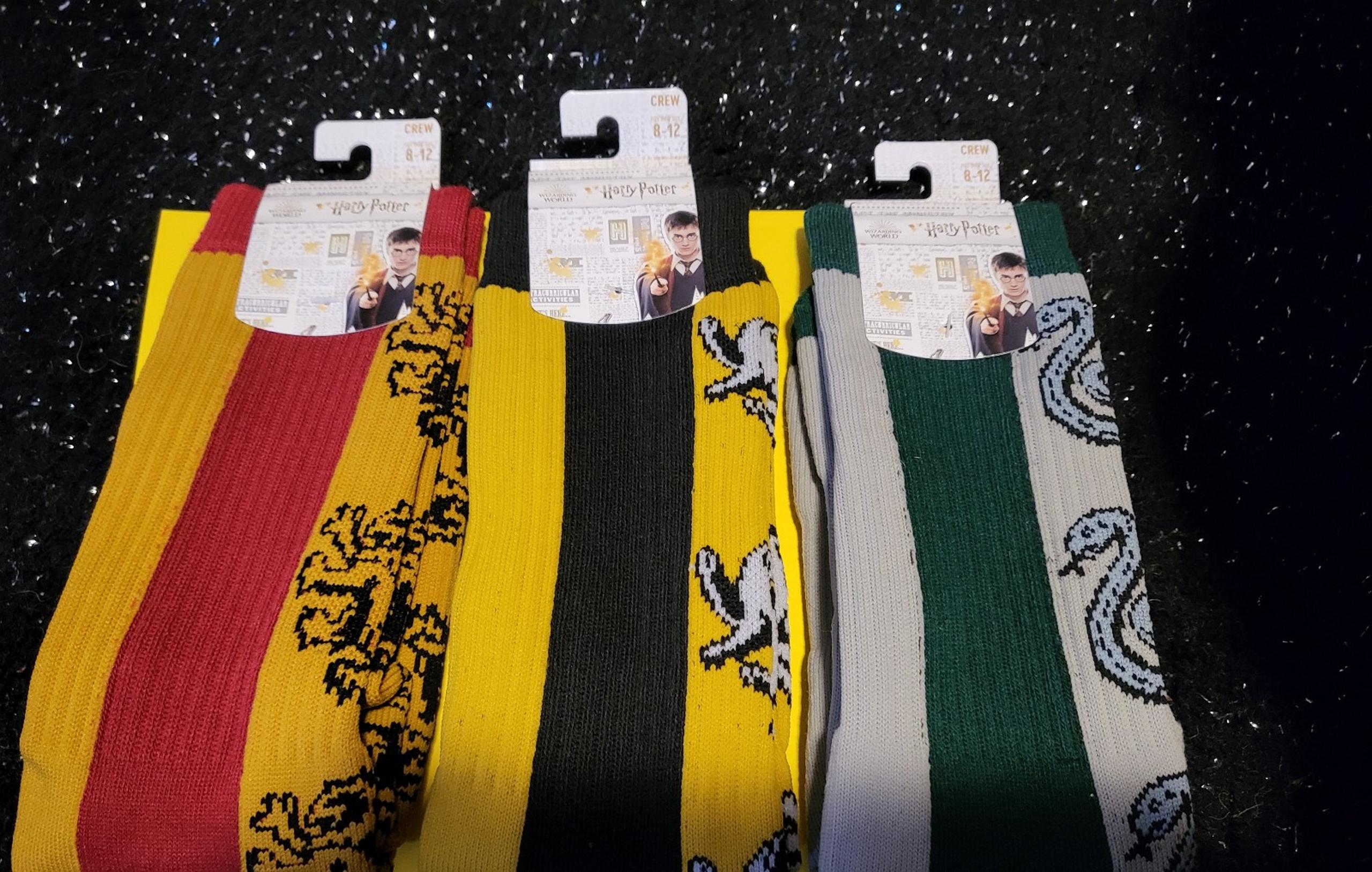 Harry Potter Gryffindor, Slytherin, & Hufflepuff Crew Socks Mascot Unisex Combo