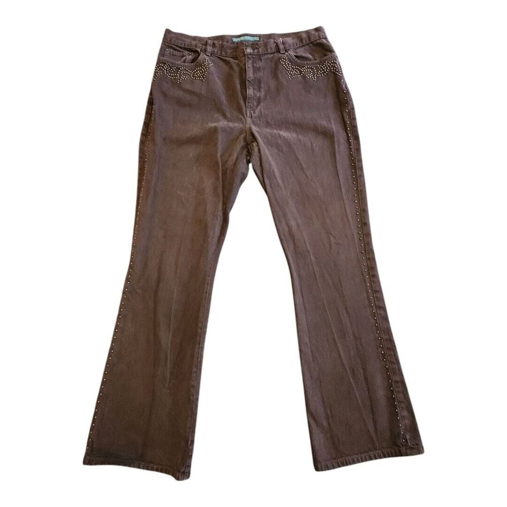 Y2K Women's Lauren Jeans Co. Ralph Lauren Jeans Straight Leg Brown Fall Size 14