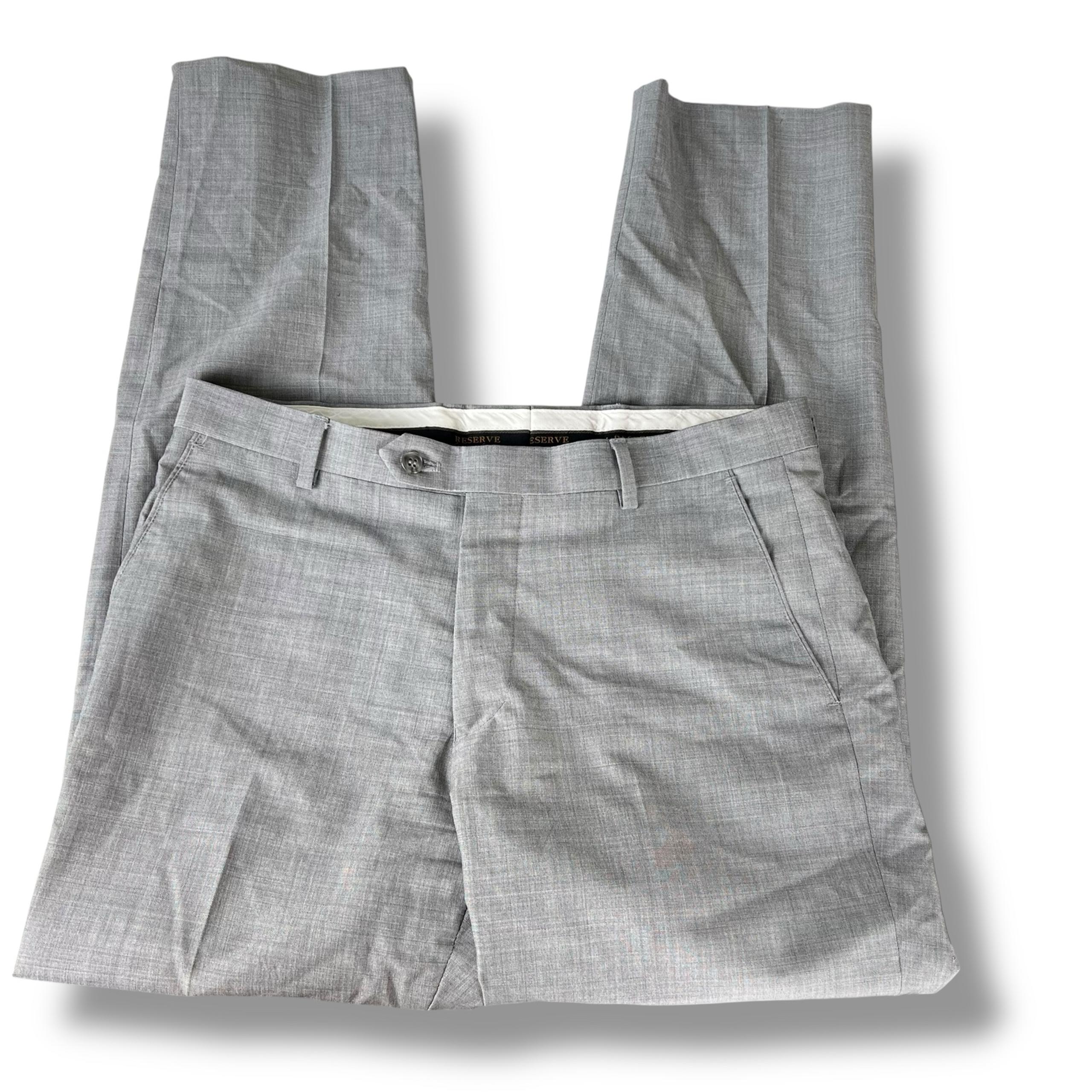 JOS A BANK Reserve Grey Marzotto Wool Dress Pants Mens 33 X 29 (33R) Flat Front