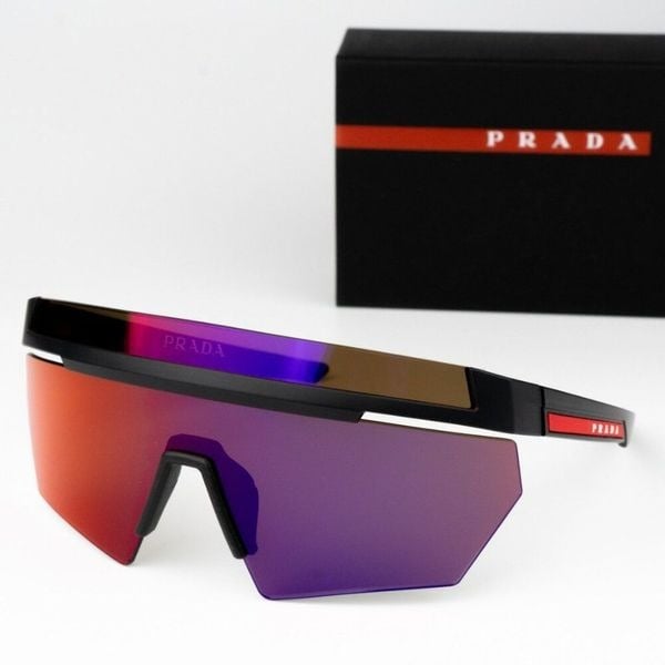 NEW Prada Linea Rossa PS01YS 1BO02U Matte Black Mirror Orange Unisex Sunglasses