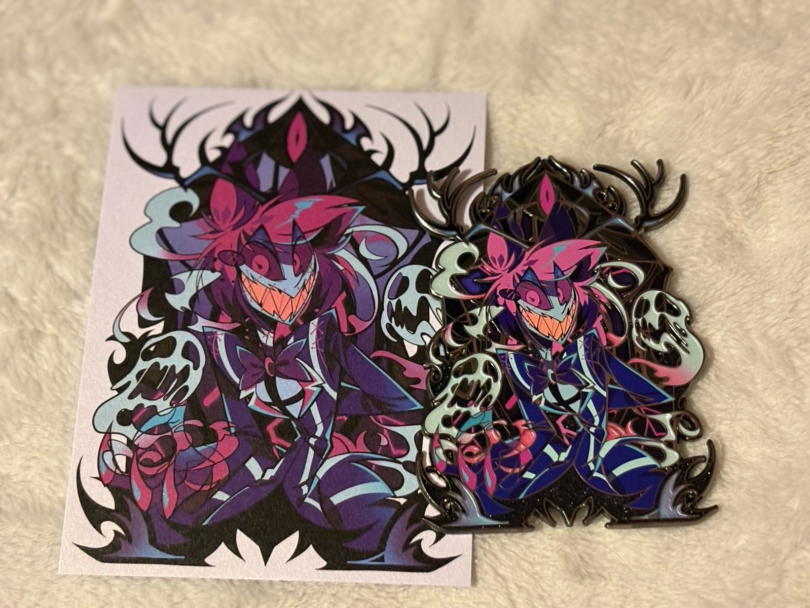 Neon Alastor BN Hunterflowerpin Hazbin Hotel Enamel Pin with Print