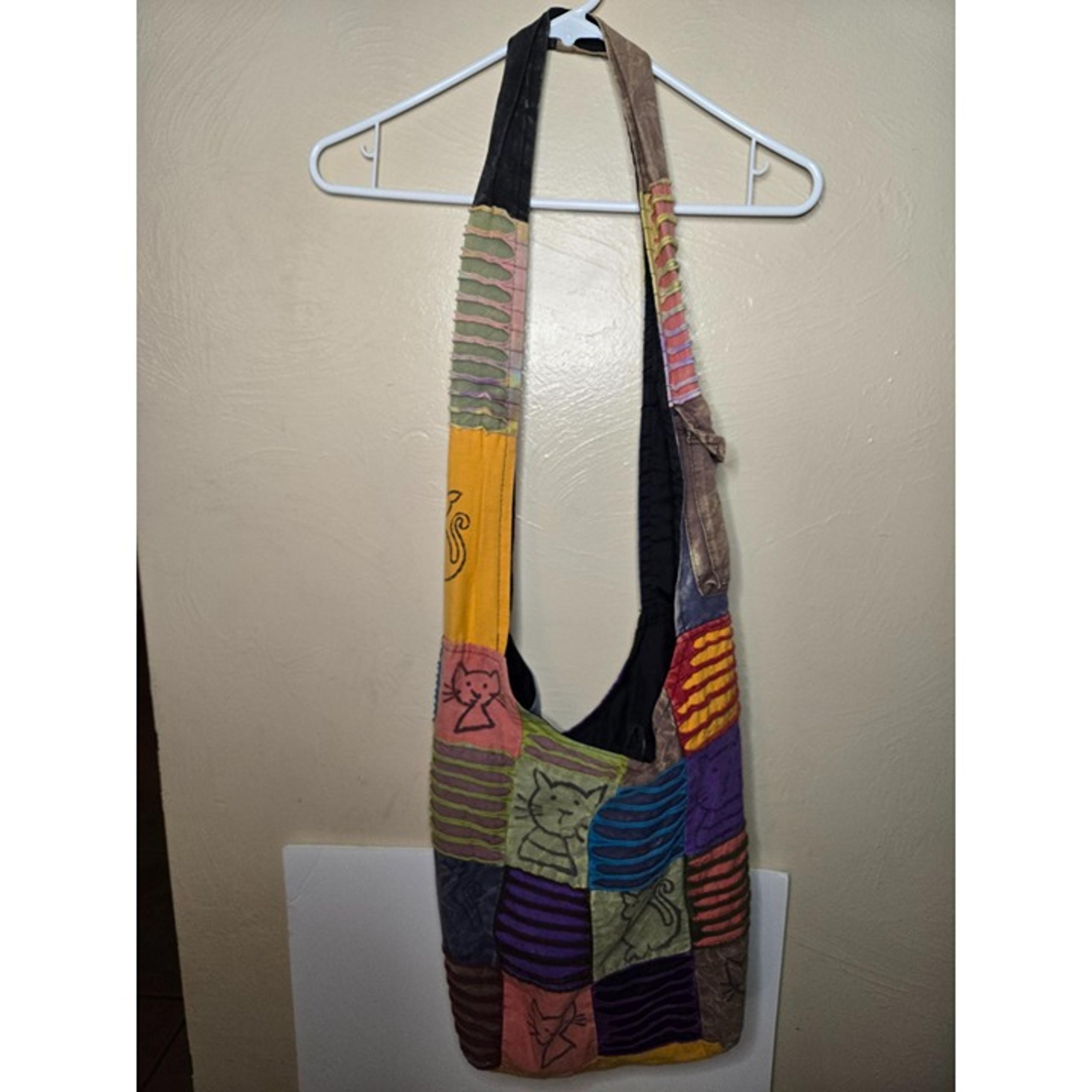 Greater Good Network Batik Cat Print Hobo Bag Feline Hermitage