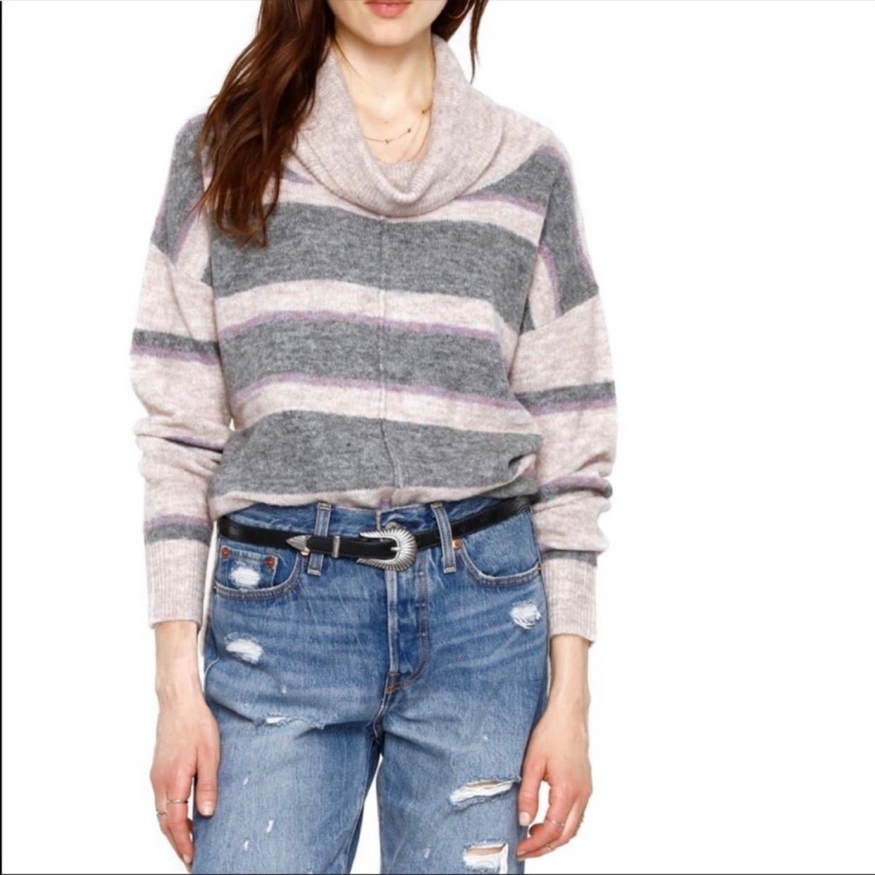 NWT Heartloom Pebble Portia Cowl Neck Sweater Pebble Size XL