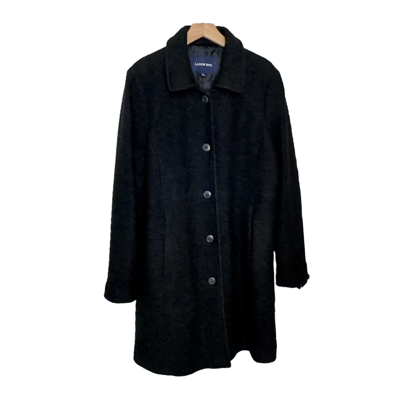 Lands' End size 18 black textured wool blend knee length coat