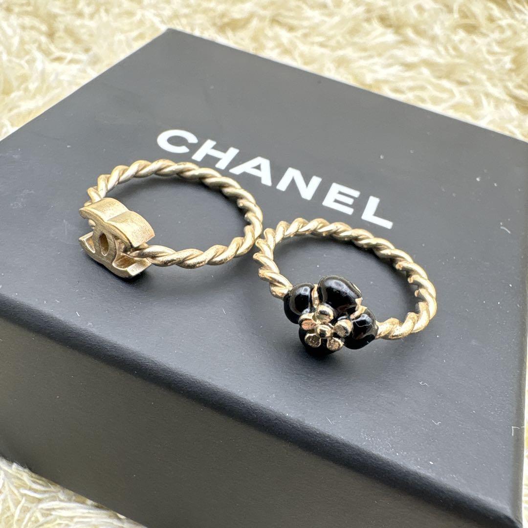 Chanel Coco Mark Camellia Ring Double Ring