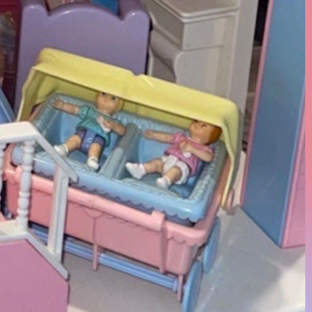 Playskool Dollhouse Vintage Double Baby Doll Stroller w insert