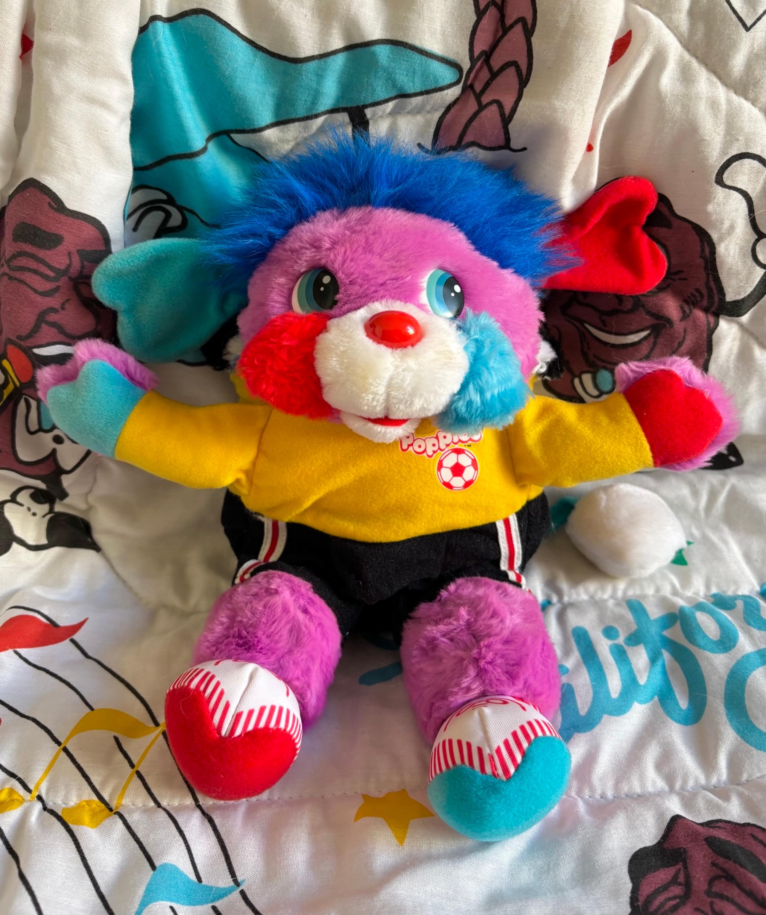 Vintage Sports Mattel Popples Soccer Ball Big Kick 1986 Plush Stuffed Animal