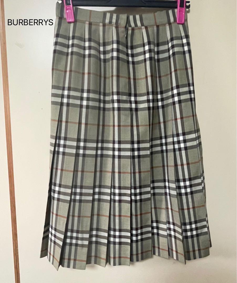 【BURBERRYS】Check Pattern Pleated Skirt (Knee-Length)