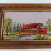 Handmade Finished Needlepoint Covered Bridge River Scene Landscape Framed Piece