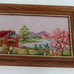 Handmade Finished Needlepoint Covered Bridge River Scene Landscape Framed Piece