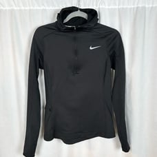 Nike Dri-Fit Black Running Fleece Lined Hooded 1/4 Zip Size Small