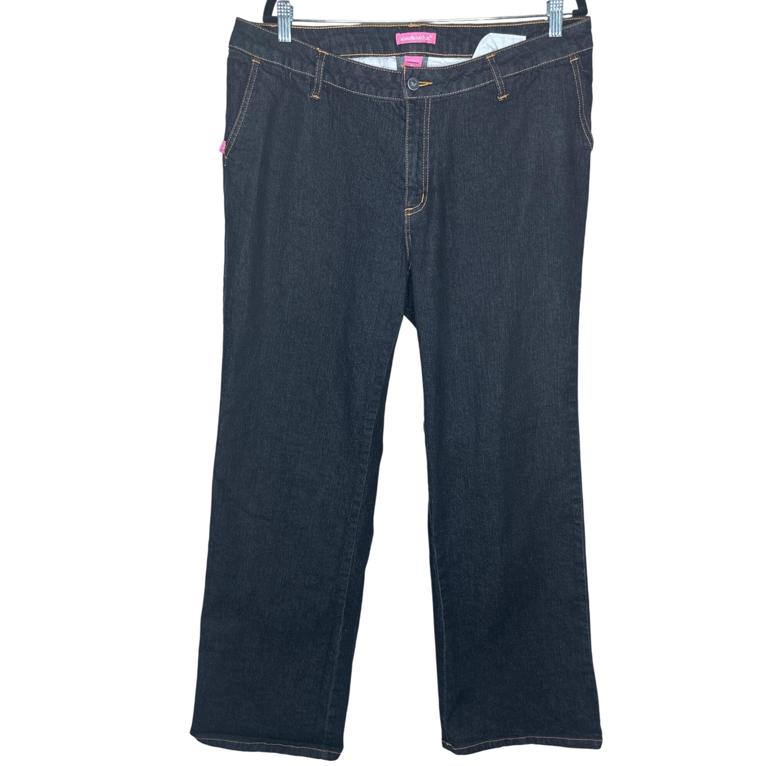 Woman Within Jeans Women's Size 18 Tall Black Modern Fit wide Leg Basic Chic