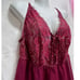 Cacique Lingerie Chemise 18/20 Babydoll Red Gold Lace Sheer Slip Lolita Coquette