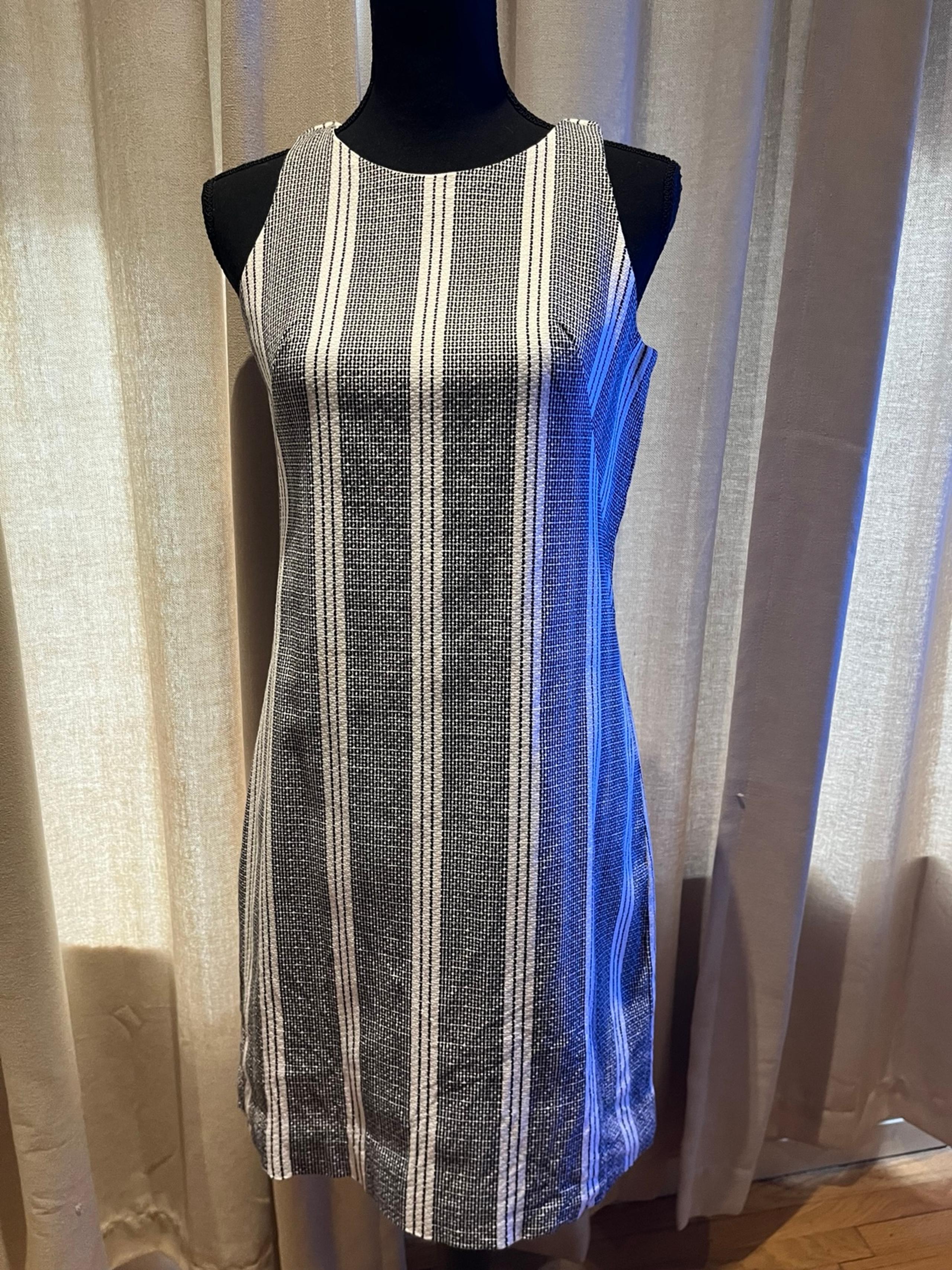 Ann Taylor Women's Black & White Vertical Striped Dress - Size 4P