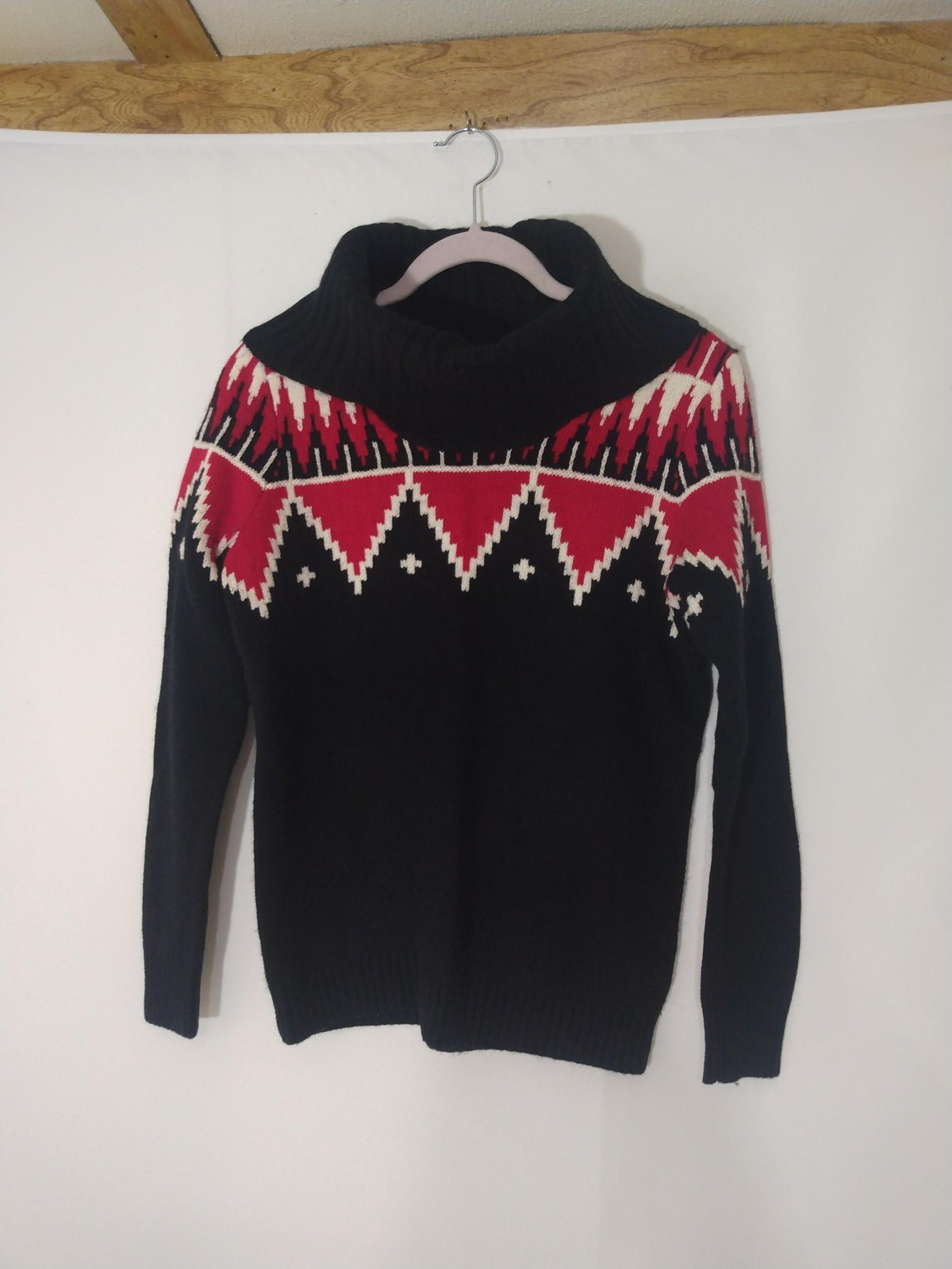 Womens Vintage Lauren Ralph Lauren Tribal Print Wool Blend Cowl Neck Sweater M