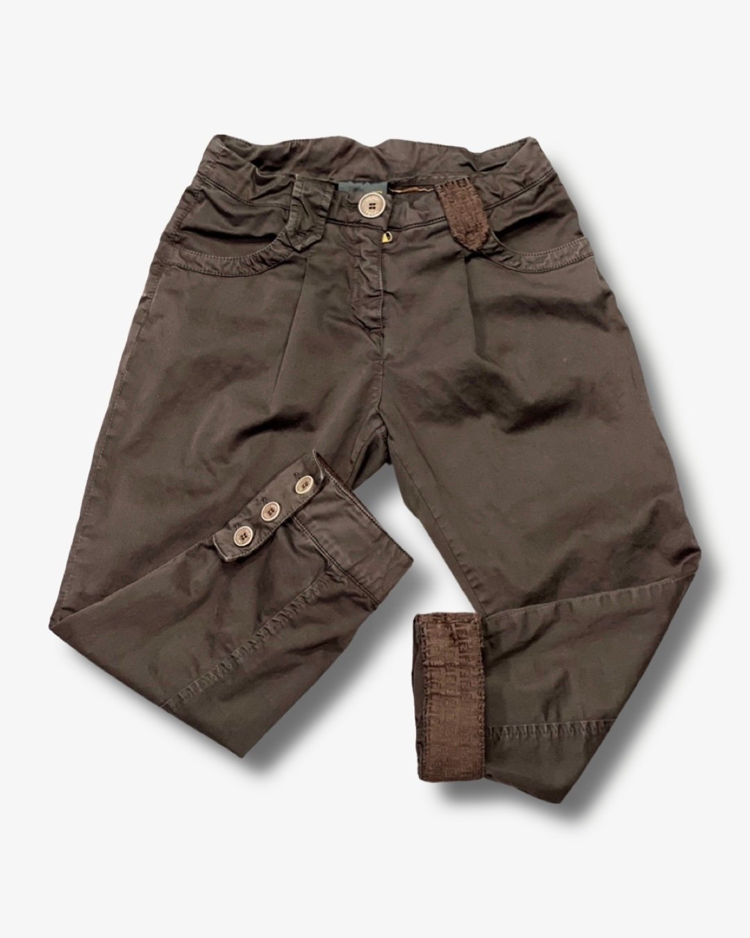 Authentic FENDI Vintage Kids Pantalone Capri Chino Pants Trousers w/ FF Logo