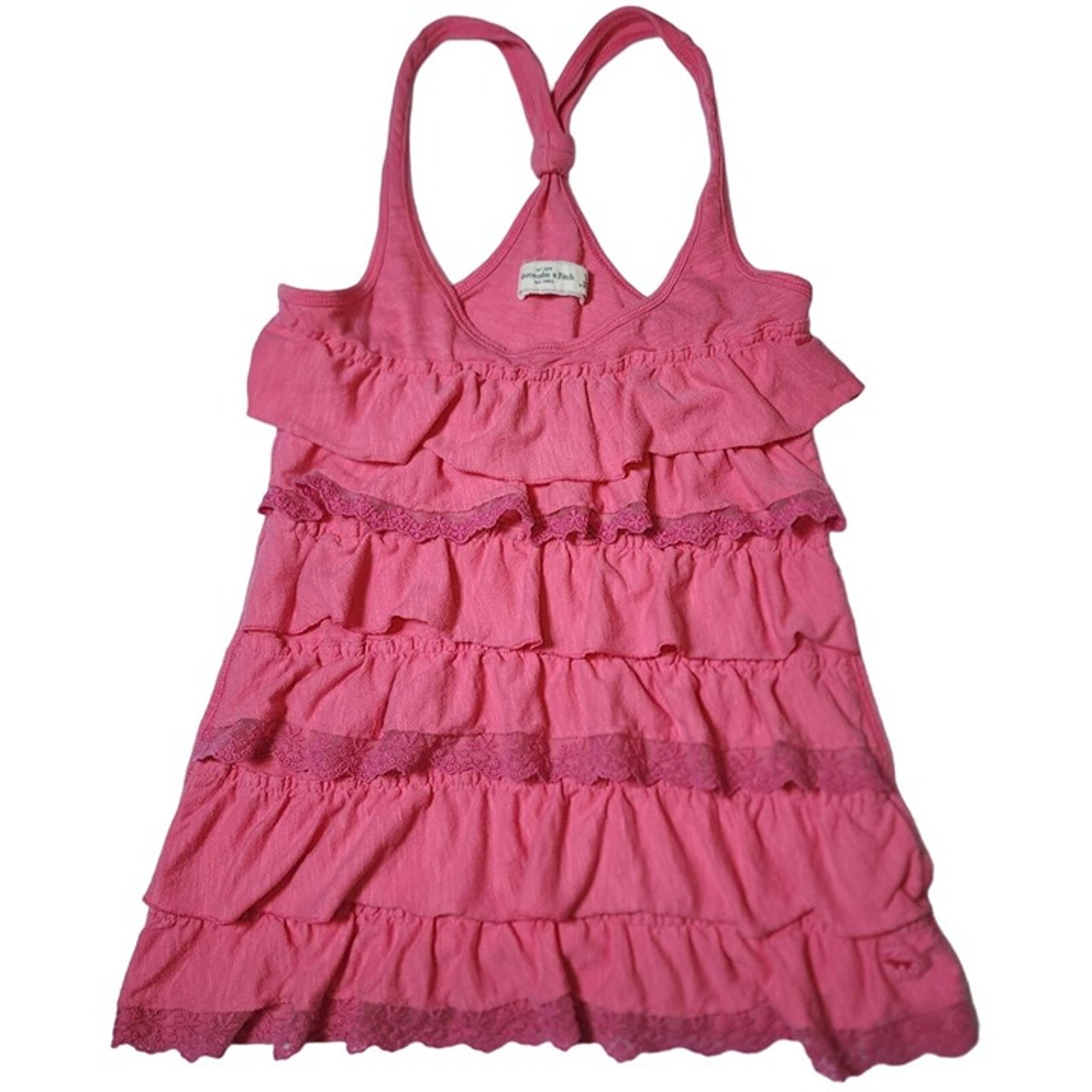 Y2K Abercrombie & Fitch Pink Ruffled Racerback Tank Top Small Lace Trim Cute