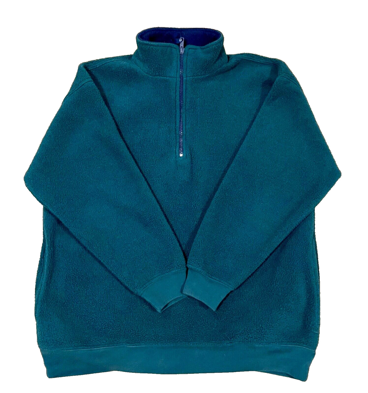Vintage 90s GAP Polar Fleece Pullover 1/4 Zip Boy's Size XXL Pine Green/Navy