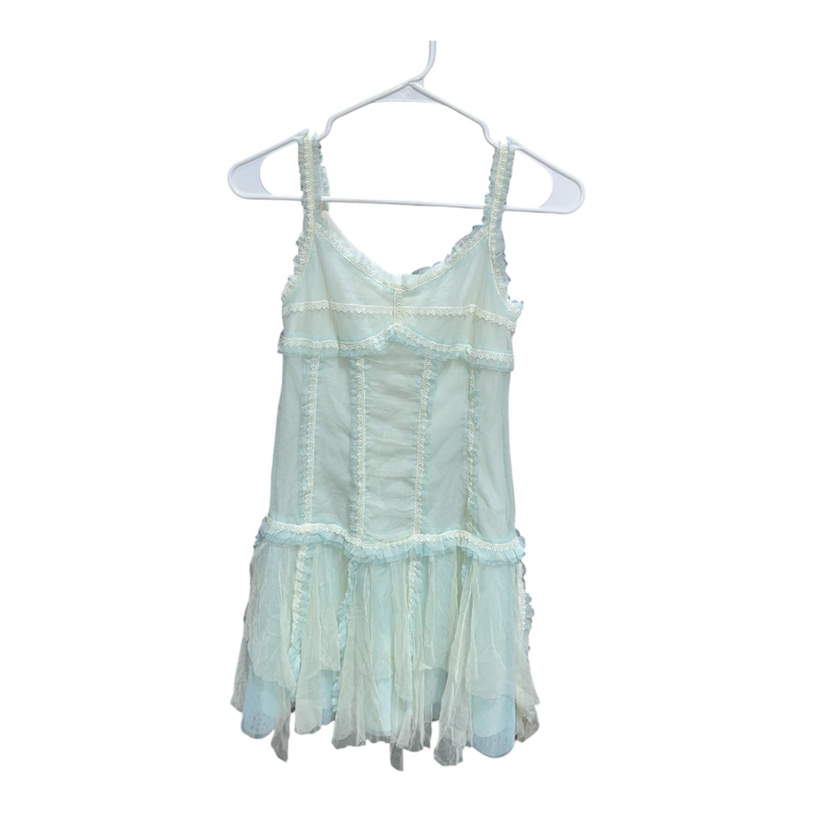 Biscotti Girls vintage fairy lace blue handkerchief dress sz 14