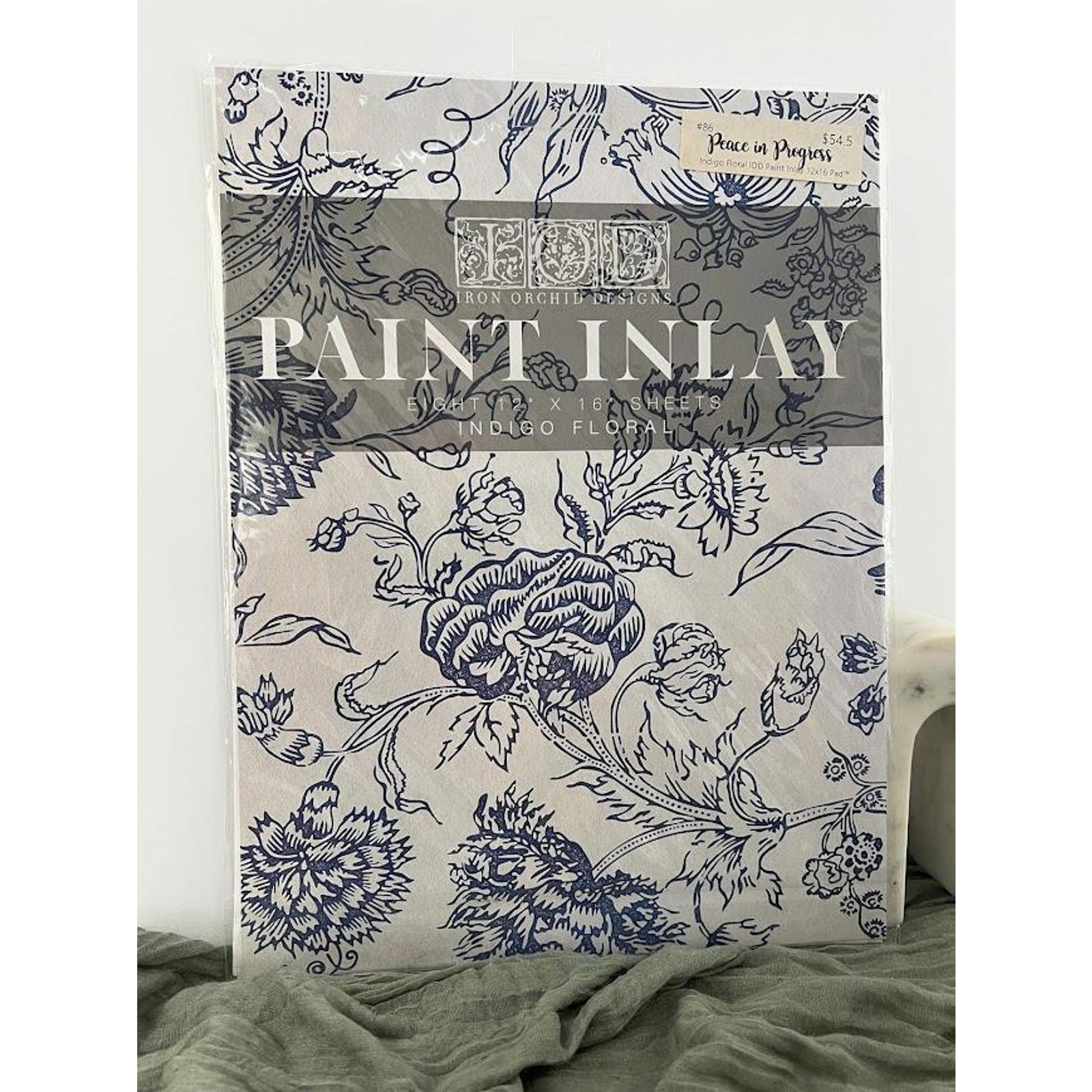 Indigo Floral IOD Paint Inlay - Eight 12 x16 Sheets BNWT