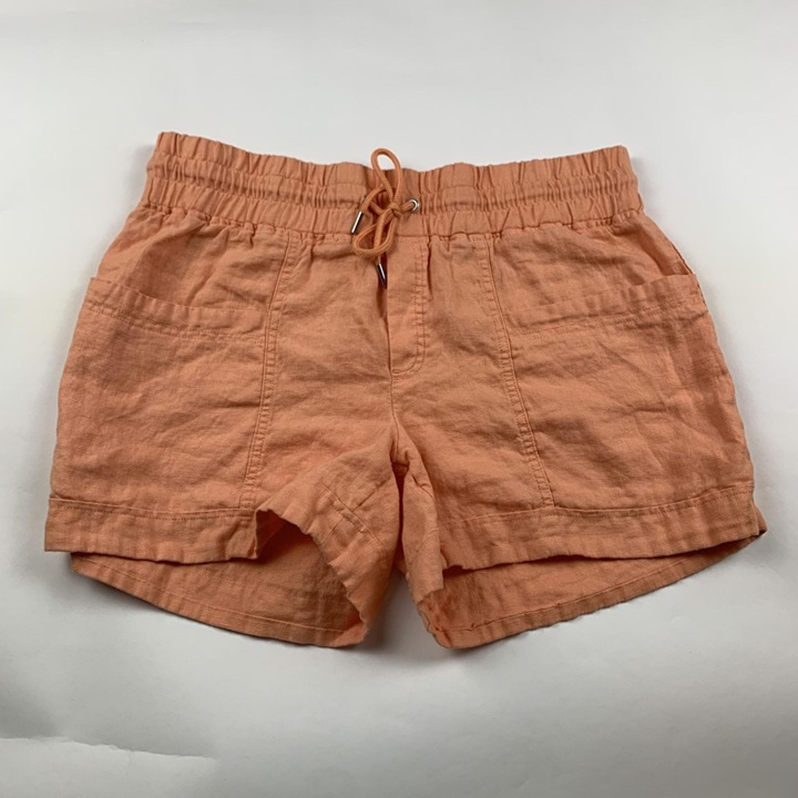 Athleta Orange Sorbet Linen Cabo Pull On Shorts 12